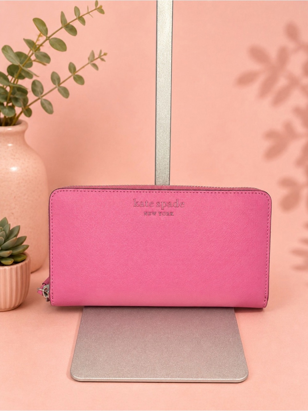 kate spade Hot Pink Zip-Around Continental Wallet